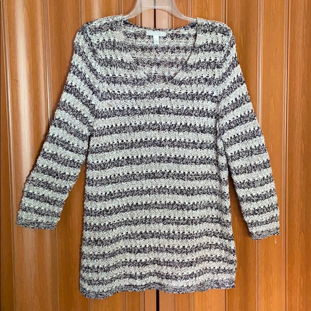 Dana Buchman Crochet Sweater, 3/4 Sleeves, Size L